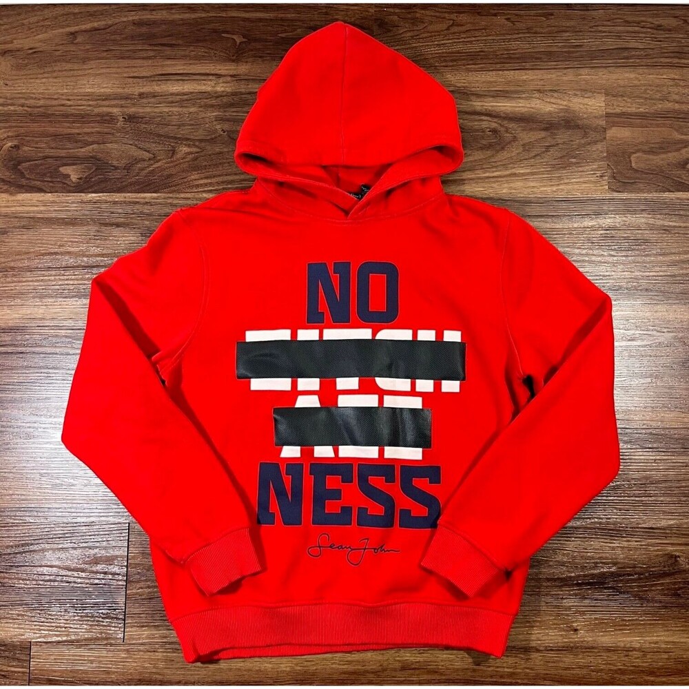 Sean John Rules To The Game Hoodie Men's Size Medium Red Casual Cotton